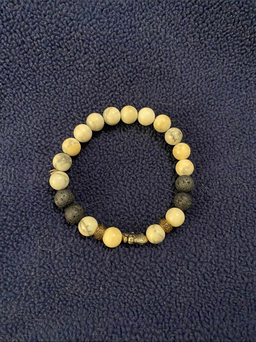 Beaded Yellow and Black Stone Stretch Bracelet - Women Jewelry